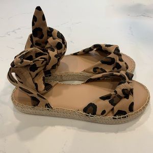 Leopard Ankle Wrap Espadrilles